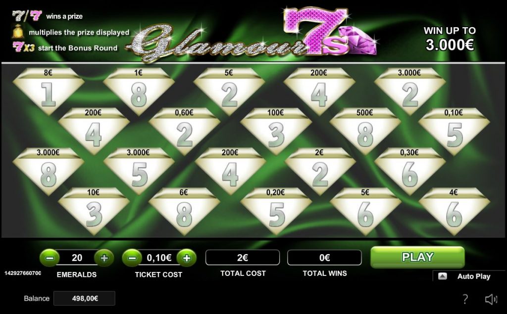 Glamour 7s scratch card